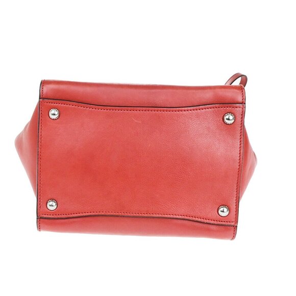 PRADA Logo 2Way Shoulder Hand Bag Glace Calf Leather Red Fuoco SHW Italy - Picture 6 of 14